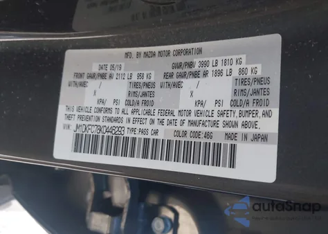 2019 Mazda Cx-3 Touring из США, поврежденный, VIN JM1DKFC78K0446293